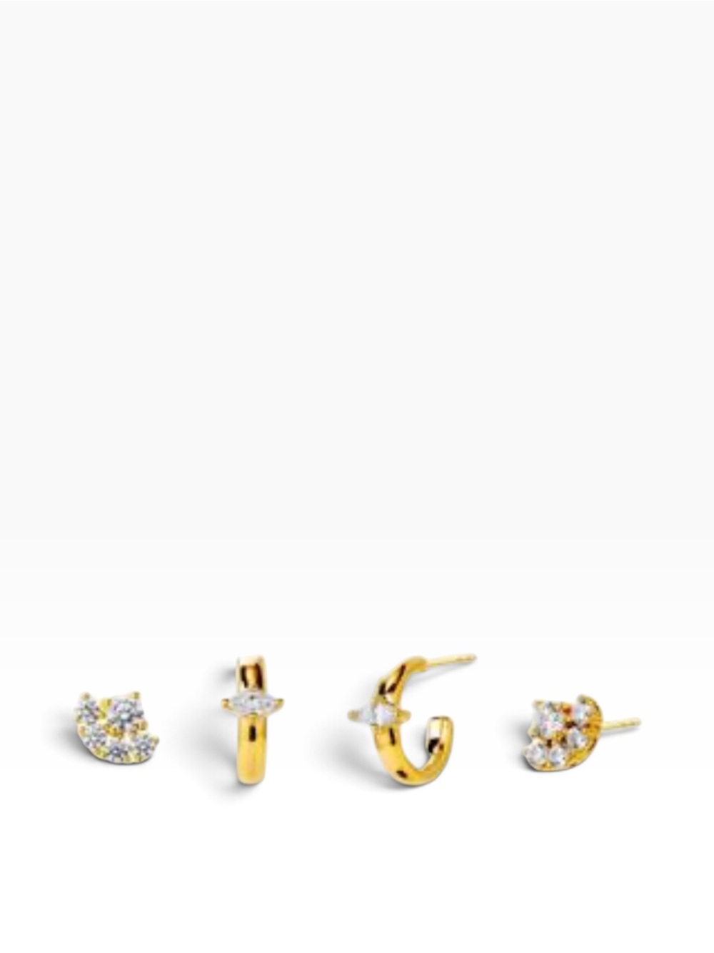 Ava Nadri Extra Small Hoop and Stud Earrings Set gold tone